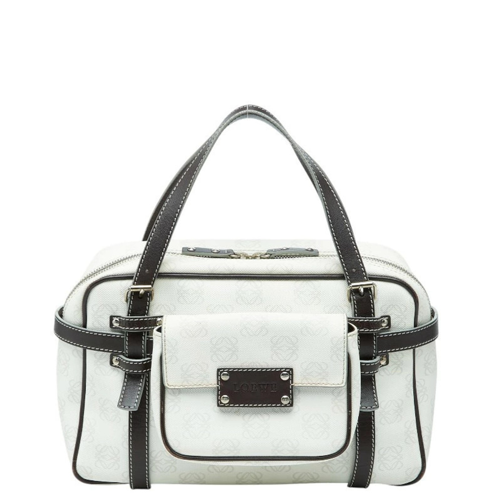 Loewe Repeat Anagram Handbag White Brown Leather